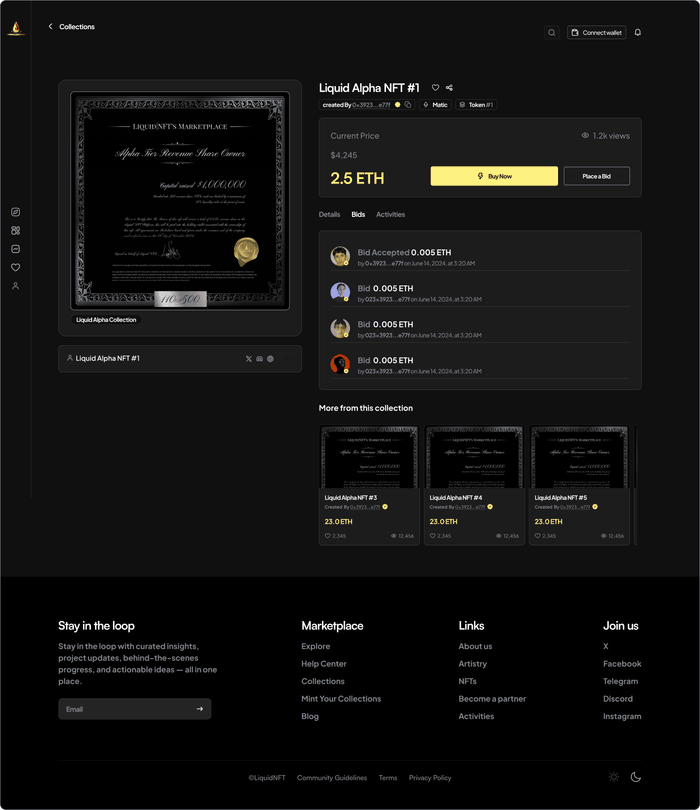 Old LiquidNFT NFT detail page